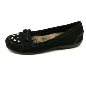Zodiac Womens Moccasins Sheridan Black‎ Suede Slip On Studs Bow Round Toe 6
